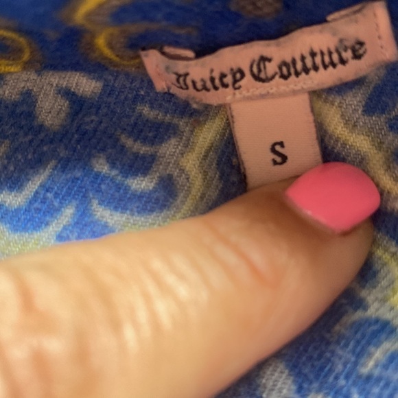 Juicy Couture tuxedo style blue and gold flannel pajama set w/ pink piping Small - Picture 3 of 16